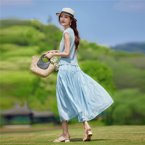 现货2026年夏季休闲风圆领毛衣抗皱修身型微弹女套头上衣两件套图片