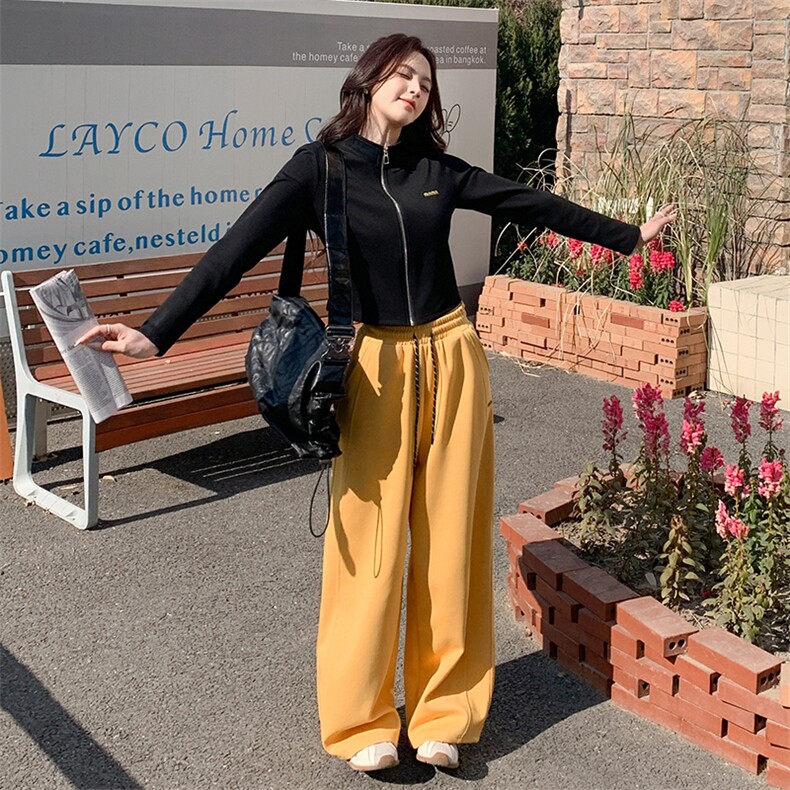 休闲运动风穿搭卫衣套装女初春秋超火好看高级感外套阔腿裤两件套,女装套装/套裙,2C261