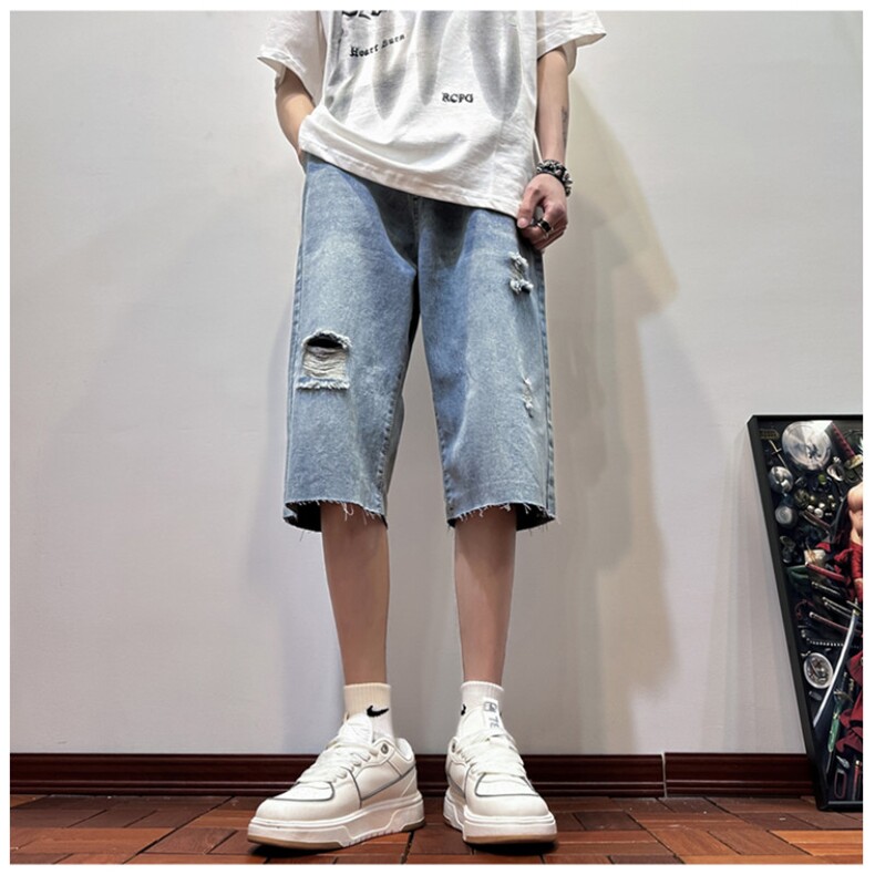 D2053-p45-控68现货风宽松cleanfit牛仔裤七分裤黑暗,男装牛仔裤,星座116
