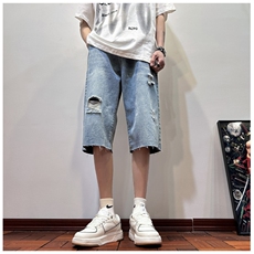 D2053-p45-控68现货风宽松cleanfit牛仔裤七分裤黑暗，男装牛仔裤，星座116