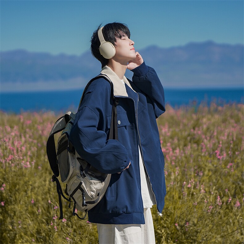 B225-W8593-P95-X119--复古翻领双口袋夹克-全棉-现货,男装夹克,电商B225