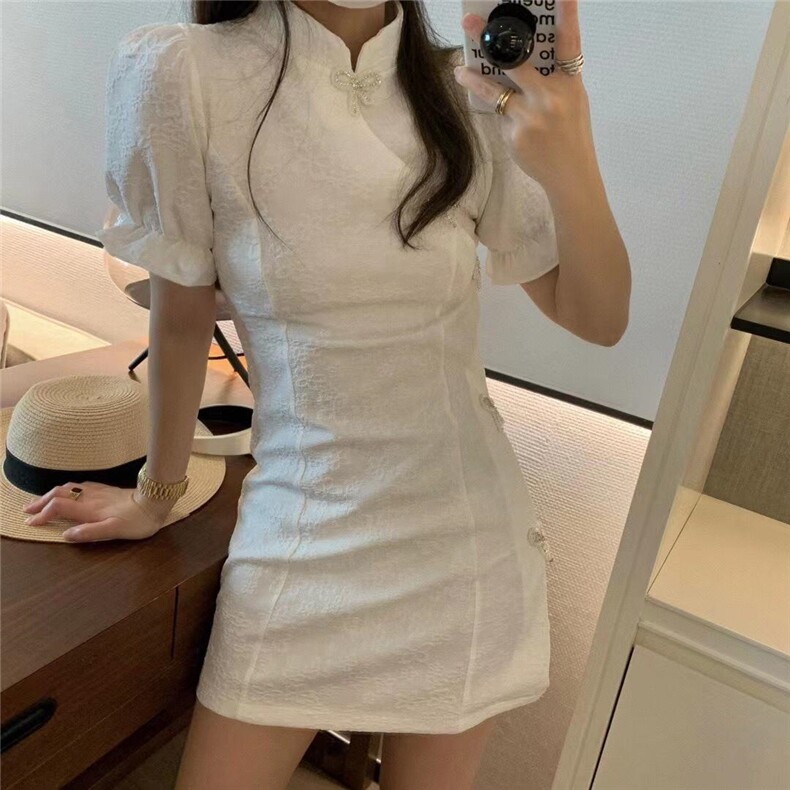 泡泡袖旗袍连衣裙，女装汉服/婚纱/旗袍/礼服，XTZ style
