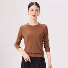 2025年秋季经典圆领时尚百搭通勤简约休闲长袖，女装羊毛衫，清联羊绒