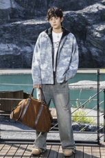 311B-1-25076-P85控158潮牌高假两件玉米格夹克水洗宽松休闲上衣，男装夹克，星座311B-1