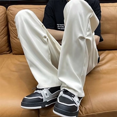 小众设计感褶皱休闲裤直筒垂感复古街舞潮ins宽松阔腿裤子-K6099，男装休闲裤，星座601-2