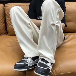 小众设计感褶皱休闲裤直筒垂感复古街舞潮ins宽松阔腿裤子-K6099图片