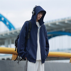 秋季现货纯色宽松二开开衫卫衣男DSA157B-W6998-P55，男装卫衣，电商A157B