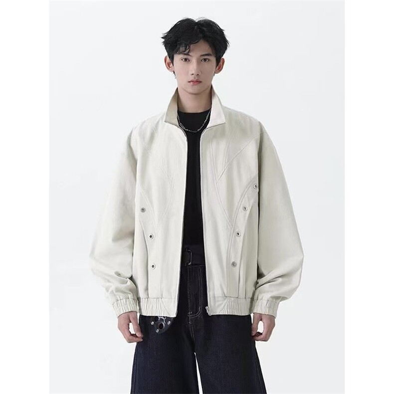 W10259-P90网图现货弧形结构正肩外套痞帅高级感美式工装夹克,男装夹克,星座1608