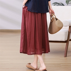BasicHouse/百家好薄款宽松阔腿山本裤子女夏季高腰垂感半身裤裙，女装半身裙，独衣靓