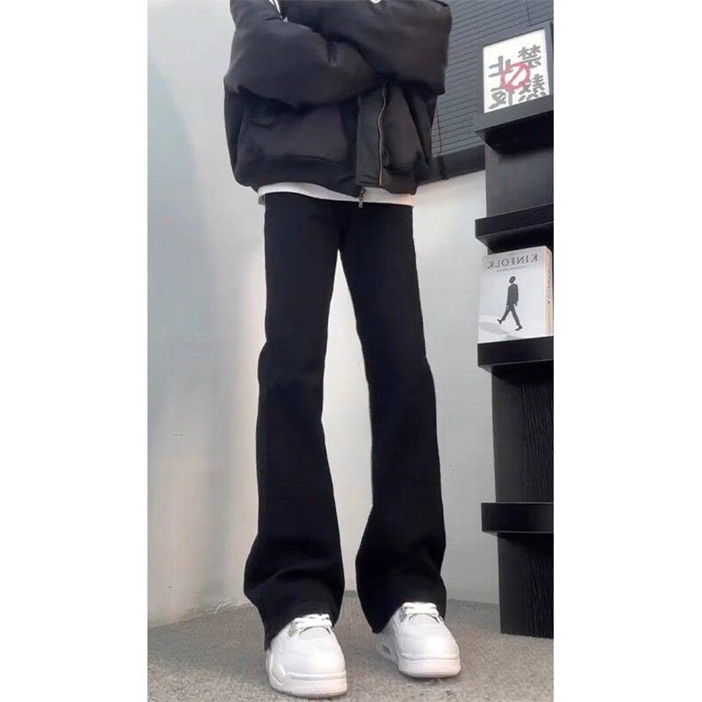 美式柳叶弯刀牛仔裤男春秋季潮牌cleanfit弹力修身阔腿微喇长裤子,男装牛仔裤,星座513
