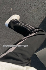 春秋美式复古条纹运动百搭卫裤男款宽松直筒休闲显瘦裤子特批48，男装休闲裤，电商B319