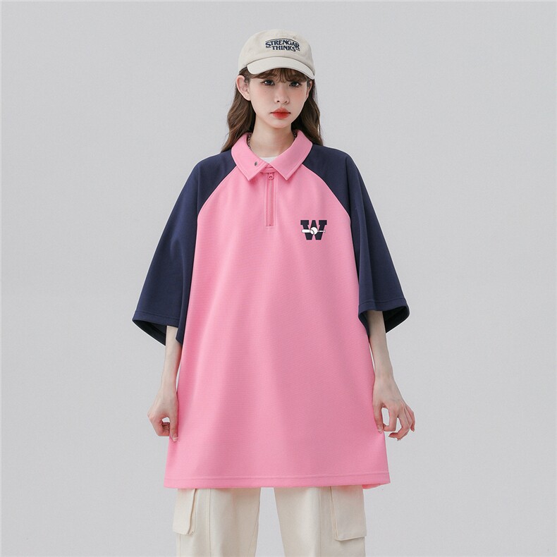 中性风23新夏季时尚翻领印花美式宽松短袖T恤DT462P45控68,男装T恤,A247A