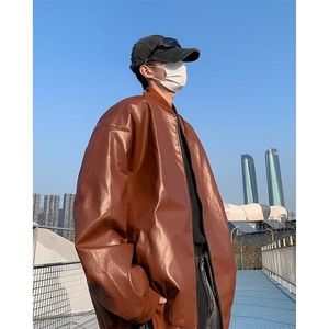 DYR155-P67新款韩版机车皮衣外套男宽松帅气复古美式潮牌皮夹克男图片