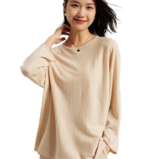 慵懒风68支精纺圆领羊绒针织衫宽松显瘦圆领宽松蝙蝠袖毛衣春秋夏，女装羊绒衫，英集羊绒