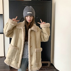 短款羊羔毛外套女2025冬季新款小个子学院风宽松加厚皮毛一体棉衣，女装棉衣/棉服，2C372
