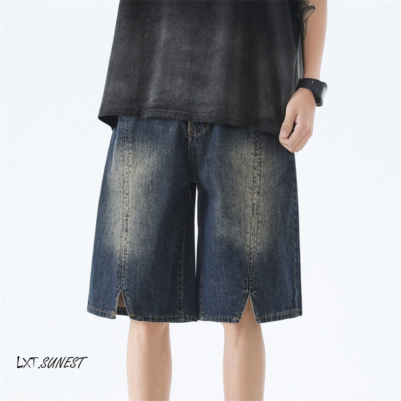 美式高街直筒五分工装牛仔短裤D321-K281-P48，男装牛仔裤，电商D321