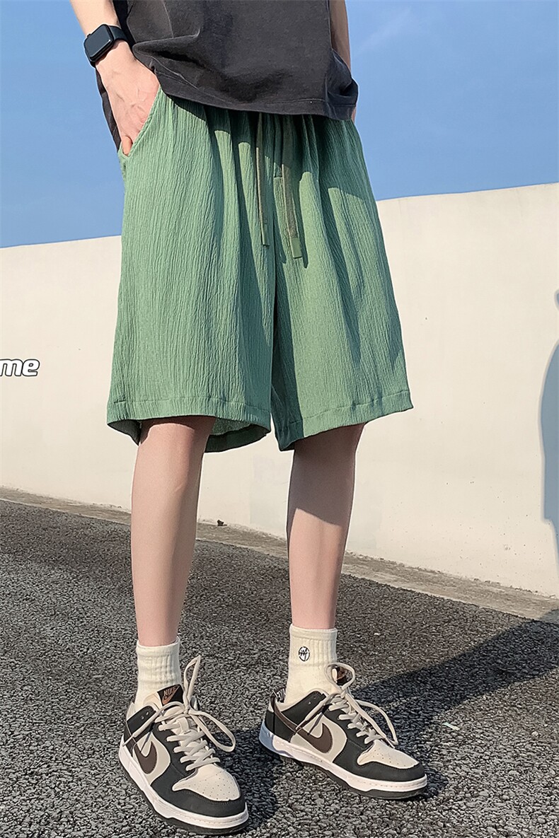 8XL-M特大码冰丝休闲五分运动短裤肌理感褶皱裤DK1507P30控48,男装休闲裤,电商D206-1