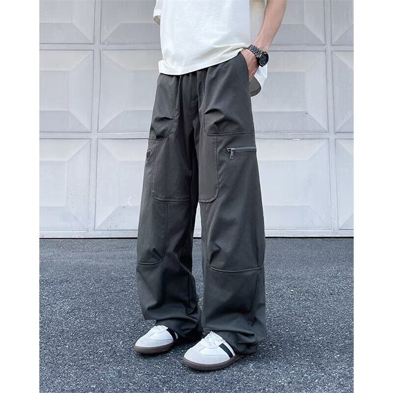 冲锋休闲裤男女士韩版潮流帅直筒口袋2026春夏ins长裤K6139-P55，男装休闲裤，星座412-2