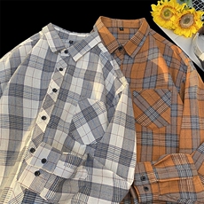 25年春季格子衬衫长袖大码宽松落肩现货DS-C323-1-2209-特批28，男装衬衫，电商C323-1