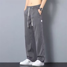 烟灰色冰丝牛仔裤男夏季薄款潮牌宽松直筒天丝耐磨渐变休闲长裤子，男装牛仔裤，星座1210-1