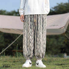 风水波纹印花灯芯绒休闲裤男大码阔腿束脚灯笼哈伦裤子--WK19，男装休闲裤，星座219
