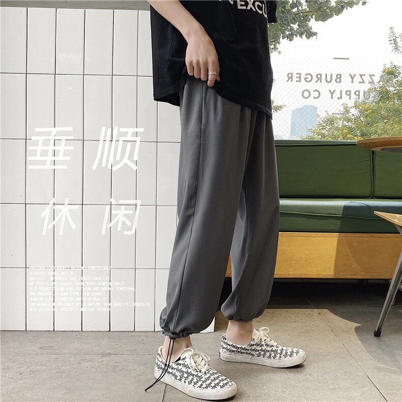 新款冰丝休闲裤裤子男学生运动直筒九分裤2023-特批20,男装休闲裤,星座718-1