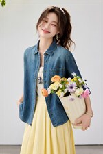 韩系松弛感牛仔衬衫女2026春款叠穿百搭长袖上衣韩版气质内搭外套，女装衬衫，艾米