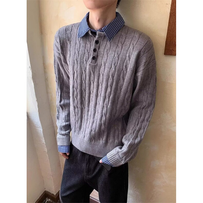 新款秋冬季新款休闲复古纯色POLO领长袖毛衣针织衫M511,男装针织衫/毛衣,星座1116A（原606A-3）