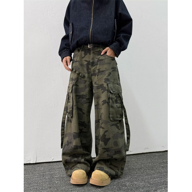 迷彩工装休闲裤男女韩版潮流大口袋帅气2025秋冬ins长裤K6718-P64，男装工装外套，星座412-3