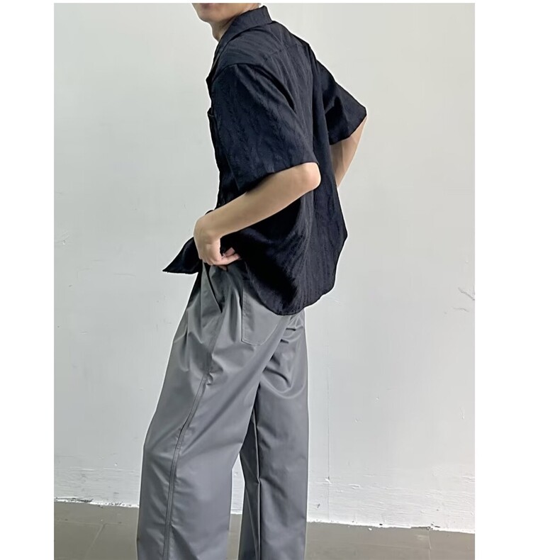 2025新款夏季男装潮牌高级感纯白色提花短袖衬衫宽松休闲百搭上衣,男装T恤,星座506A