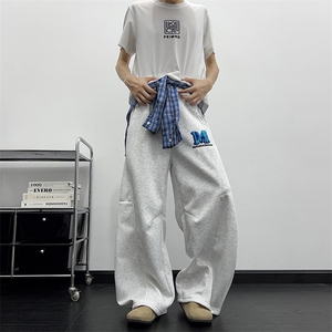 得物品质秋款男女卫裤褶皱弯刀拼接格子裙摆休闲长裤h179 P53图片