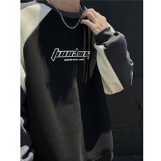 秋装新品美式设计感拼接重磅情侣卫衣外套上衣男H977特P38，女装短外套，电商A341