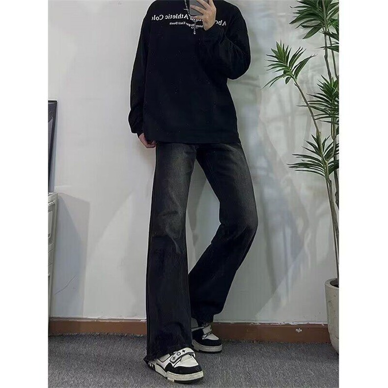 欧美高街vibe直筒牛仔裤男复古小众设计感阔腿拖地裤子LH099-P45,男装牛仔裤,星座1008