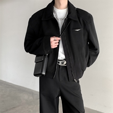 高级感cleanfit短款夹克男小众金属垫肩拉链呢子外套WT72-P138，男装夹克，星座512-1（原513-3）