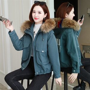 2024时尚连帽抽绳抽绳棉风衣休闲连帽棉风衣休闲百搭潮流棉衣,女装棉衣/棉服,琦鑫阁（原依鑫阁）