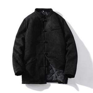 风复古盘扣麂皮绒唐装外套男士休闲服中式宽松大码加夹克图片