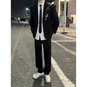 春秋轻奢立体绣花重工休闲西服外套套装男痞帅演出西装~XY322图片