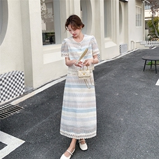 法式小香风蕾丝套装裙女2025夏季新款名媛气质温柔风半身裙两件套，女装套装/套裙，2C205