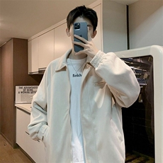 麂皮绒外套男生秋冬季高级感痞帅炸街潮牌休闲翻领夹克JK25/P70，男装夹克，星座506