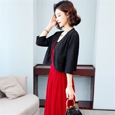 蕾丝小西装女短款2025夏款披肩短外套坎肩配旗袍裙子春秋外搭开衫，女装蕾丝衫/雪纺衫，婵米儿