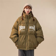 白鸭绒中性22冬季时尚百搭字母印花抽绳立领羽绒服YR224P195控258，男装羽绒服，A247A