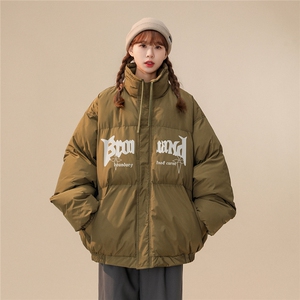 白鸭绒中性22冬季时尚百搭字母印花抽绳立领羽绒服YR224P195控258图片