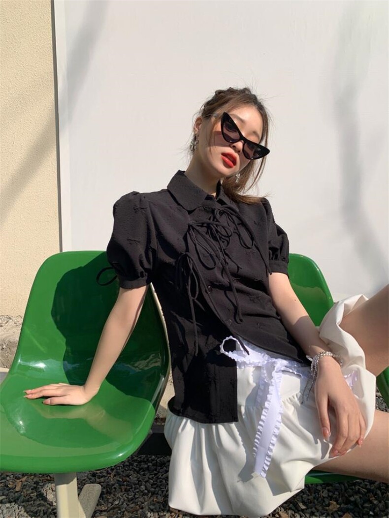 黑色结上衣，其它，Queena PHoebe