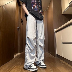 1506/GA070/P38美式降落伞兵男春秋季褶皱抽绳设计感速干休闲长裤图片