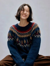 2025年秋季长袖时尚百搭休闲费尔岛提花圆领，女装针织衫/毛衣，织己羊绒