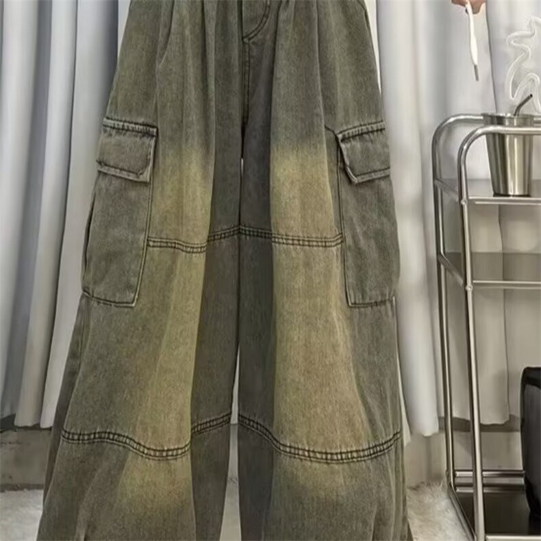 复古水洗黄泥工装牛仔裤男宽松休闲老爹裤阔腿灯笼束脚裤潮春秋,男装牛仔裤,星座506A