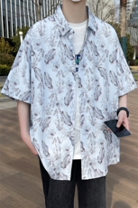 精品花衬衫大码男短袖夏季痞帅休闲上衣服外套翻领衬衣A012/P35，男装衬衫，电商A012