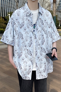 精品花衬衫大码男短袖夏季痞帅休闲上衣服外套翻领衬衣A012/P35图片