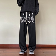 218-1-P30-X393新款时尚休闲字母印花宽松阔腿裤，男装休闲裤，四季星座218-1