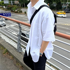816B-CS022-P50纯白衬衫中性风宽松百搭韩版韩，男装衬衫，星座816B